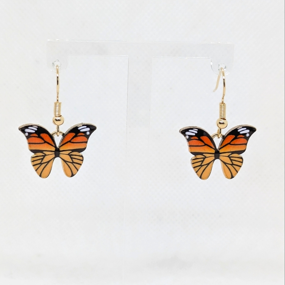 NEW Monarch Butterfly Dangle Earrings in Orange and Black